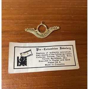 Pre-Columbian Authentic Replica Pendant 24K Gold Plated